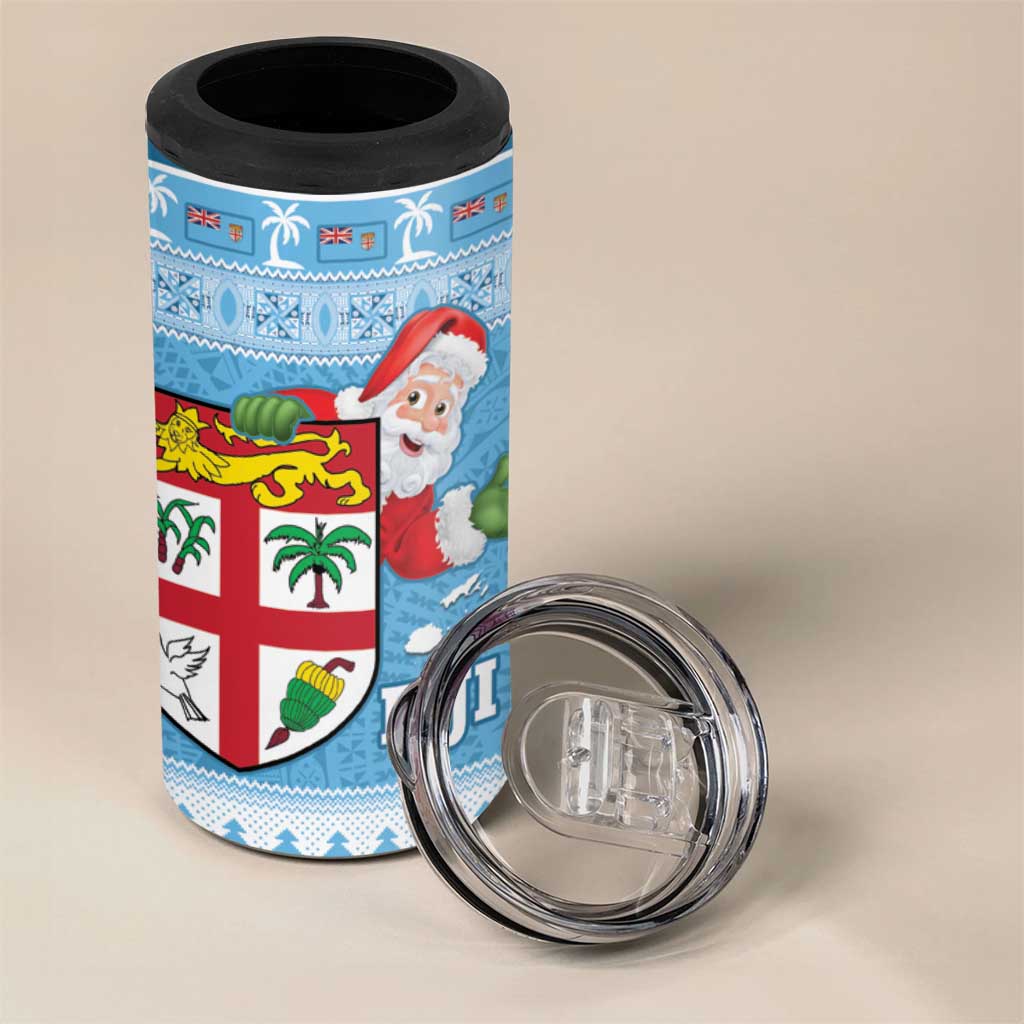 Fiji Christmas 4 in 1 Can Cooler Tumbler Fijian Masi Marau na Kerisimasi! - Blue LT14 - Polynesian Pride
