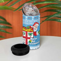 Fiji Christmas 4 in 1 Can Cooler Tumbler Fijian Masi Marau na Kerisimasi! - Blue LT14 - Polynesian Pride