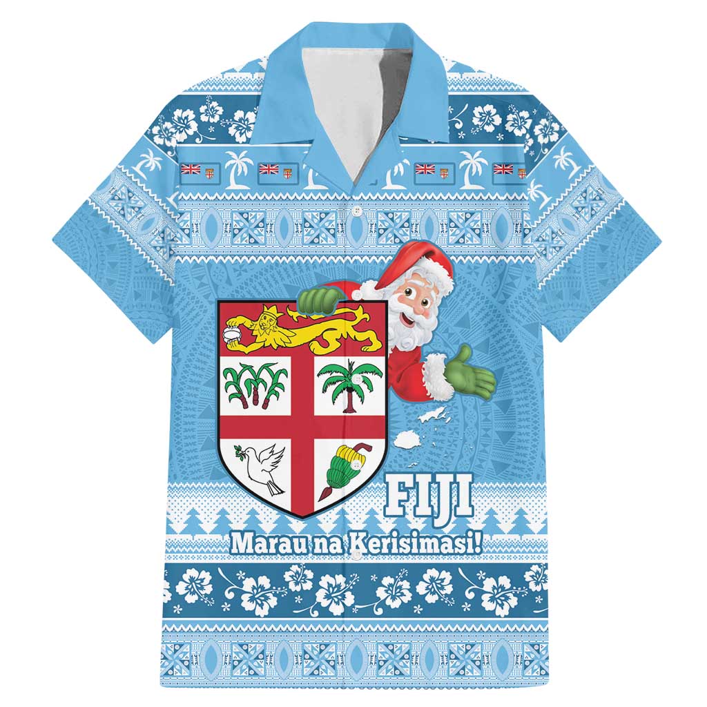 Fiji Christmas Family Matching Mermaid Dress and Hawaiian Shirt Fijian Masi Marau na Kerisimasi! - Blue