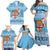 Fiji Christmas Family Matching Off Shoulder Maxi Dress and Hawaiian Shirt Fijian Masi Marau na Kerisimasi! - Blue