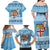 Fiji Christmas Family Matching Off Shoulder Maxi Dress and Hawaiian Shirt Fijian Masi Marau na Kerisimasi! - Blue