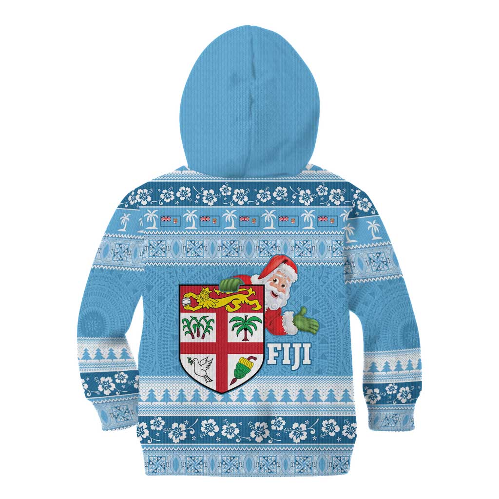 Fiji Christmas Kid Hoodie Fijian Masi Marau na Kerisimasi! - Blue
