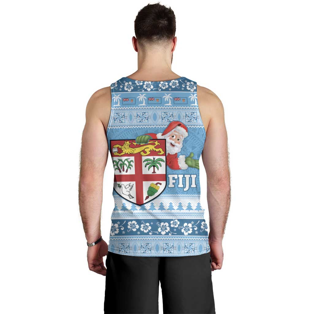 Fiji Christmas Men Tank Top Fijian Masi Marau na Kerisimasi! - Blue