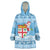 Fiji Christmas Wearable Blanket Hoodie Fijian Masi Marau na Kerisimasi! - Blue