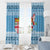 Fiji Christmas Window Curtain Fijian Masi Marau na Kerisimasi! - Blue