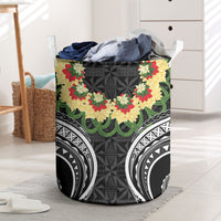 Black Tonga Ngatu Kahoa Lei Laundry Basket LT14 Black - Polynesian Pride