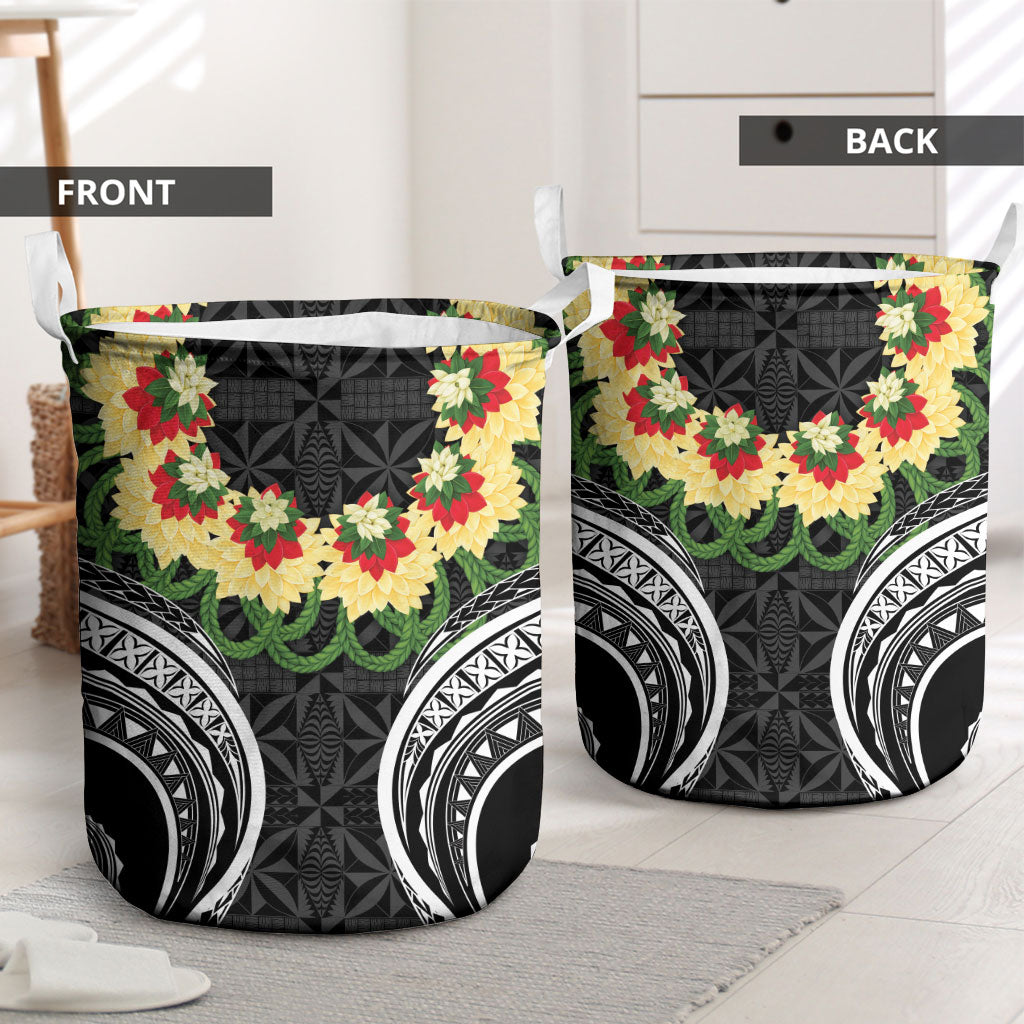 Black Tonga Ngatu Kahoa Lei Laundry Basket LT14 - Polynesian Pride