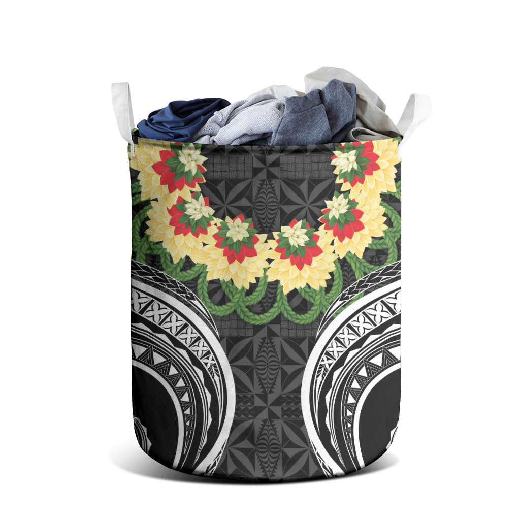 Black Tonga Ngatu Kahoa Lei Laundry Basket LT14 - Polynesian Pride