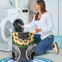 Black Tonga Ngatu Kahoa Lei Laundry Basket LT14 - Polynesian Pride