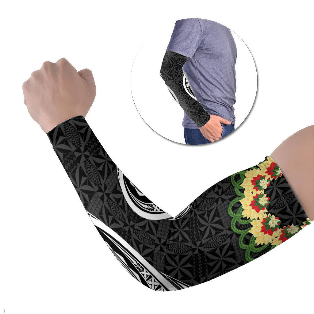 Black Tonga Ngatu Kahoa Lei Arm Sleeves LT14 Set of 2 Black - Polynesian Pride
