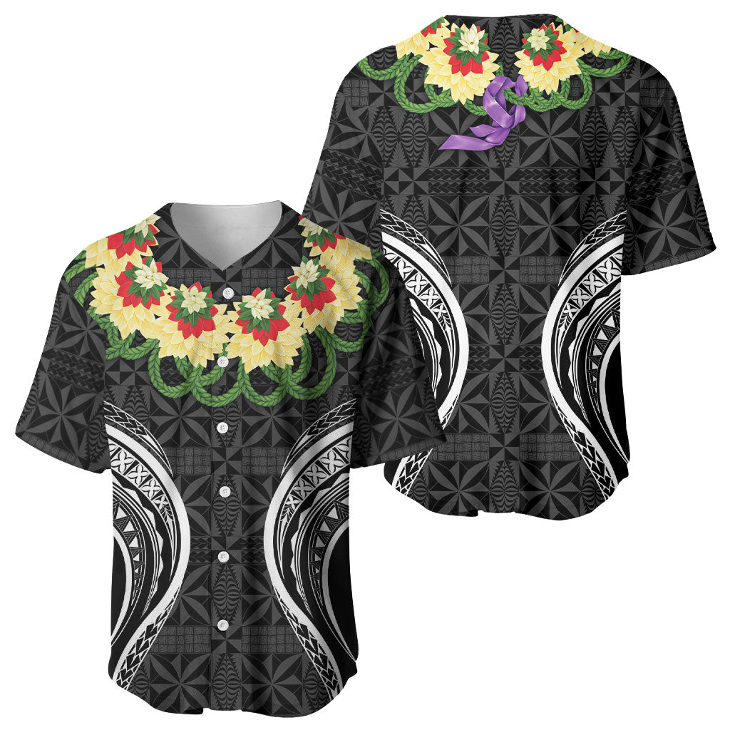 Black Tonga Ngatu Kahoa Lei Baseball Jersey LT14 - Polynesian Pride