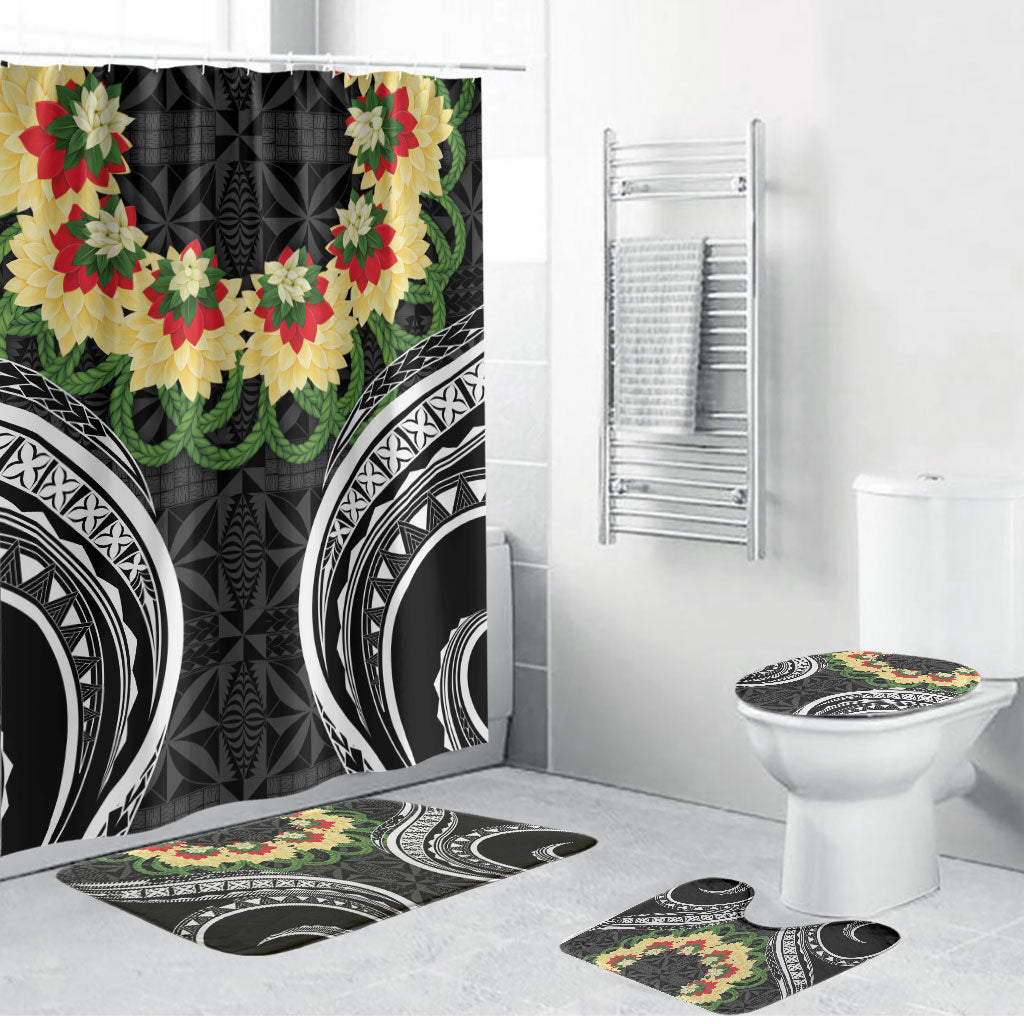 Black Tonga Ngatu Kahoa Lei Bathroom Set LT14 Bathroom Set (4 pcs) Black - Polynesian Pride