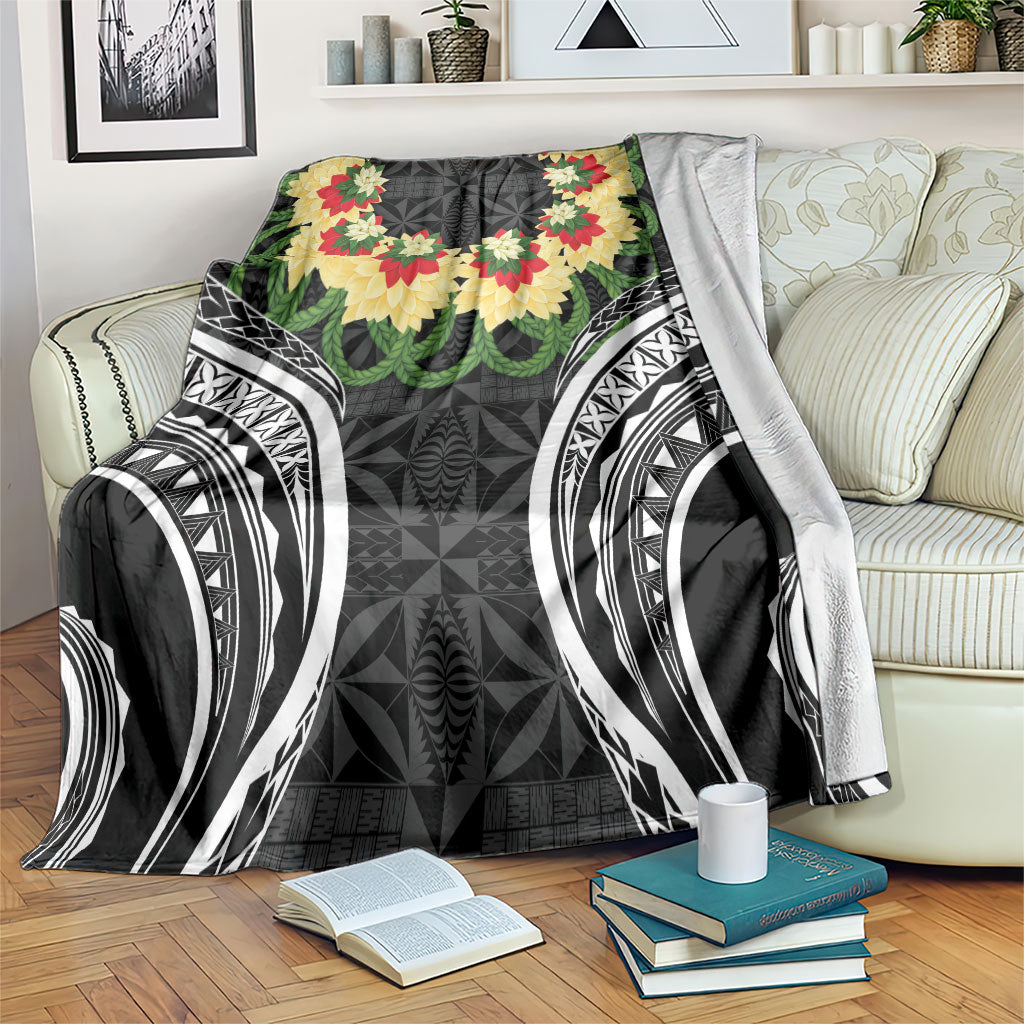 Black Tonga Ngatu Kahoa Lei Blanket LT14 Black - Polynesian Pride
