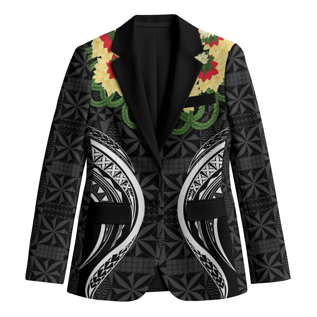 Black Tonga Ngatu Kahoa Lei Blazer LT14 Unisex Black - Polynesian Pride