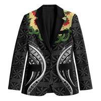 Black Tonga Ngatu Kahoa Lei Blazer LT14 Unisex Black - Polynesian Pride