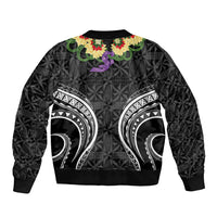 Black Tonga Ngatu Kahoa Lei Bomber Jacket LT14 - Polynesian Pride