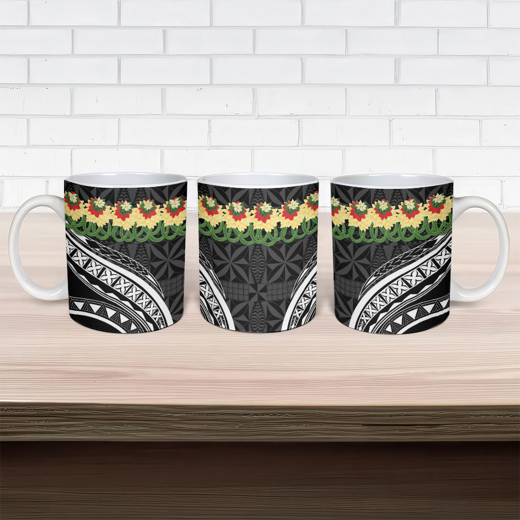 Black Tonga Ngatu Kahoa Lei Ceramic Mug LT14 - Polynesian Pride