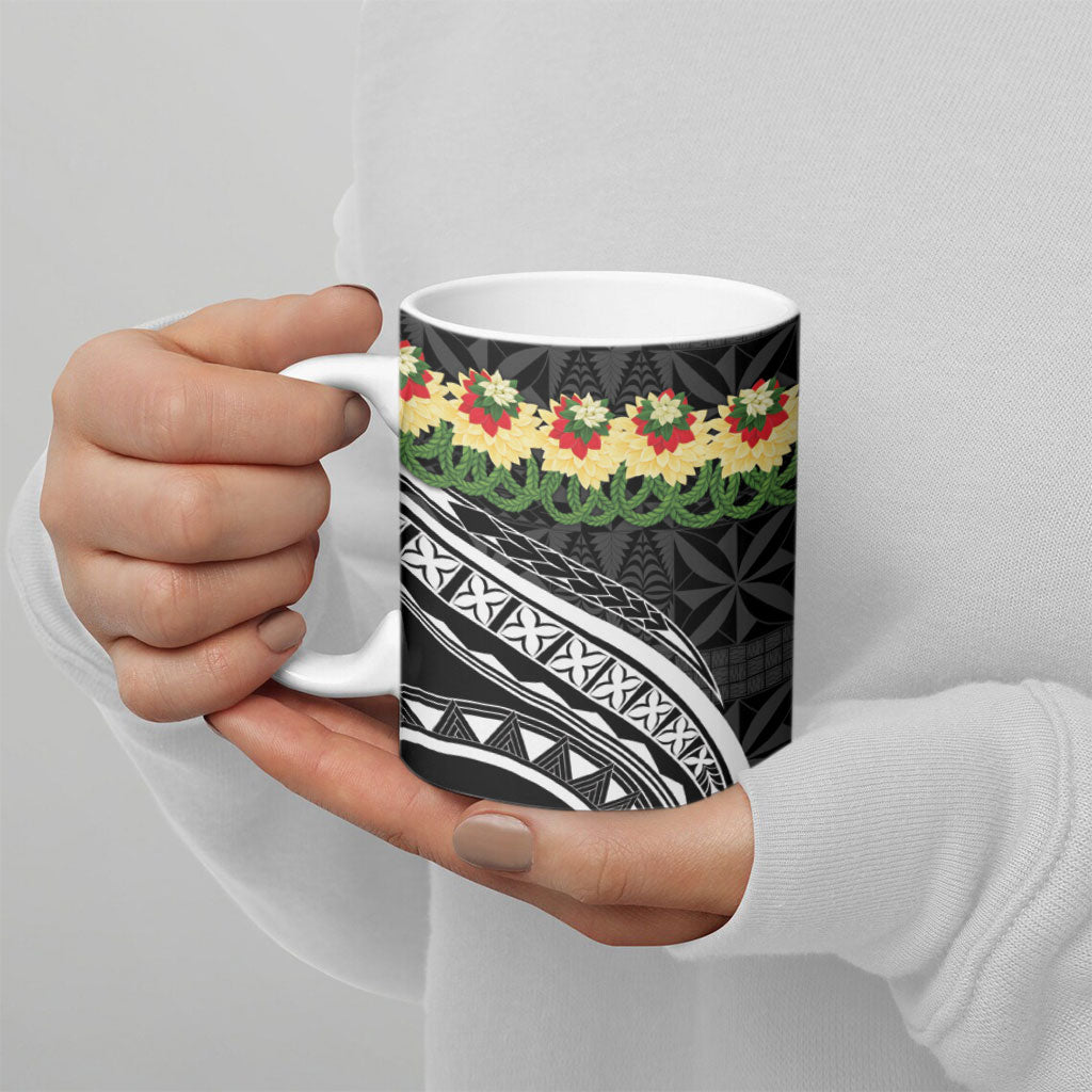 Black Tonga Ngatu Kahoa Lei Ceramic Mug LT14 - Polynesian Pride