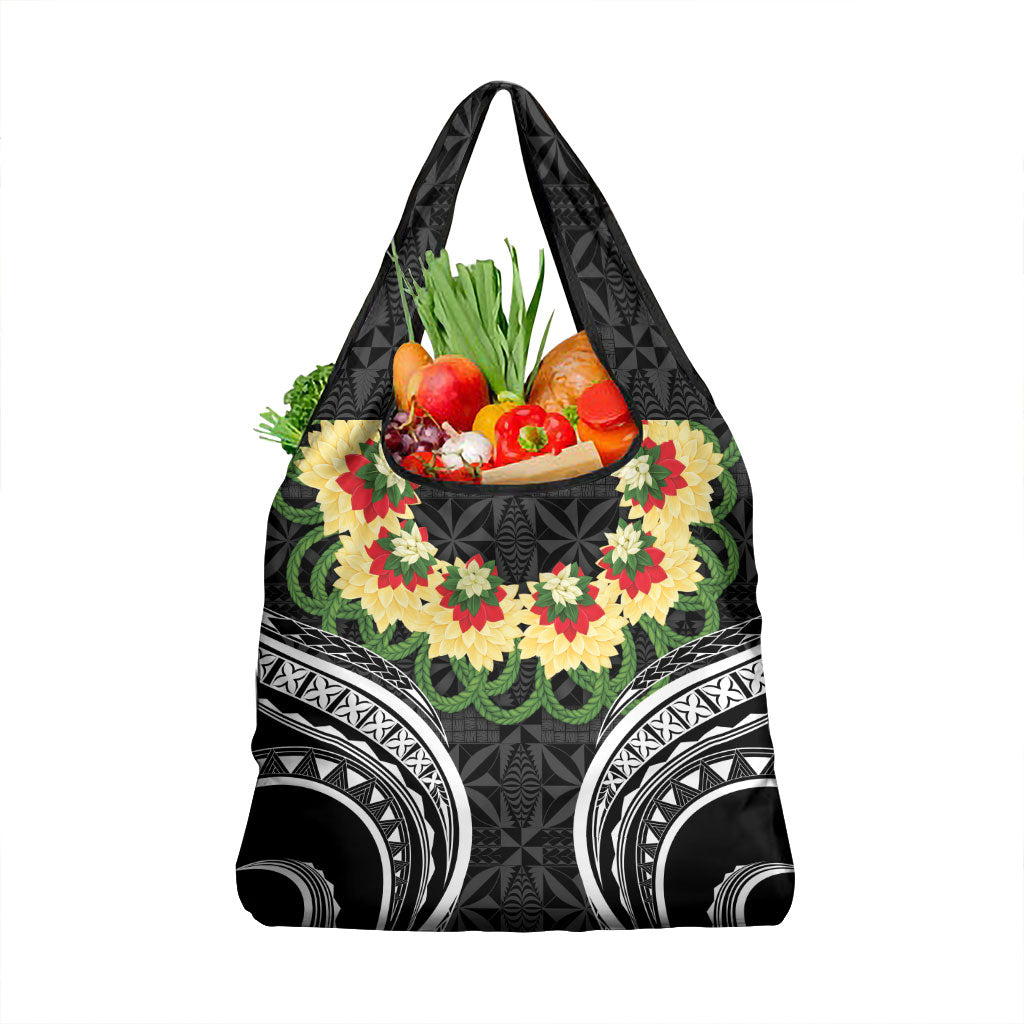 Black Tonga Ngatu Kahoa Lei Grocery Bag LT14 1-pack One Size Black - Polynesian Pride
