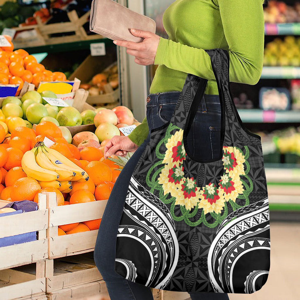 Black Tonga Ngatu Kahoa Lei Grocery Bag LT14 - Polynesian Pride