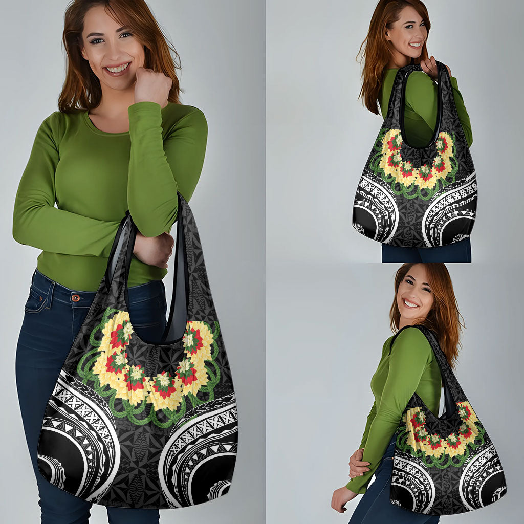 Black Tonga Ngatu Kahoa Lei Grocery Bag LT14 - Polynesian Pride