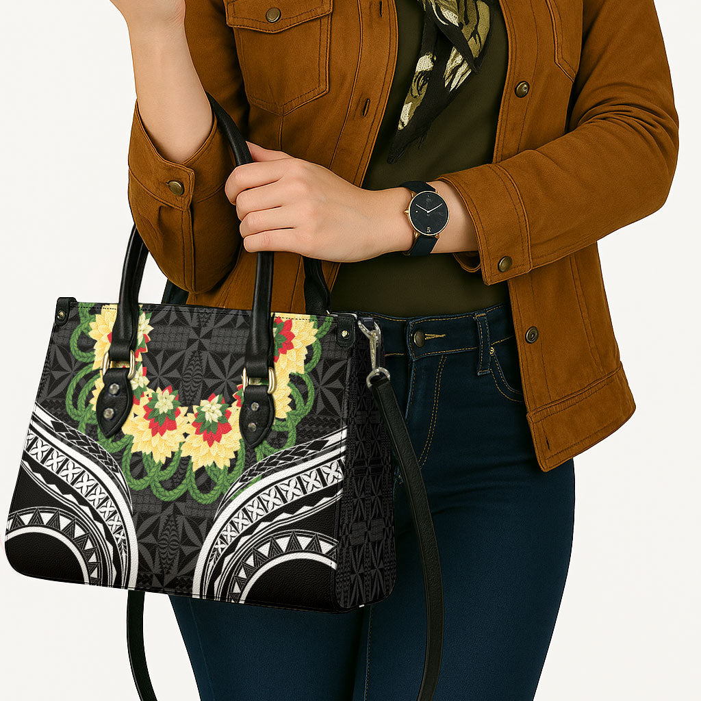 Black Tonga Ngatu Kahoa Lei Leather Bag LT14 - Polynesian Pride