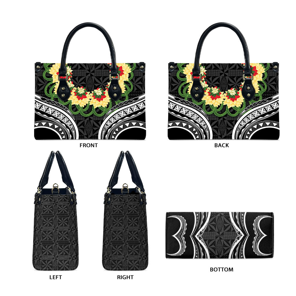 Black Tonga Ngatu Kahoa Lei Leather Bag LT14 - Polynesian Pride