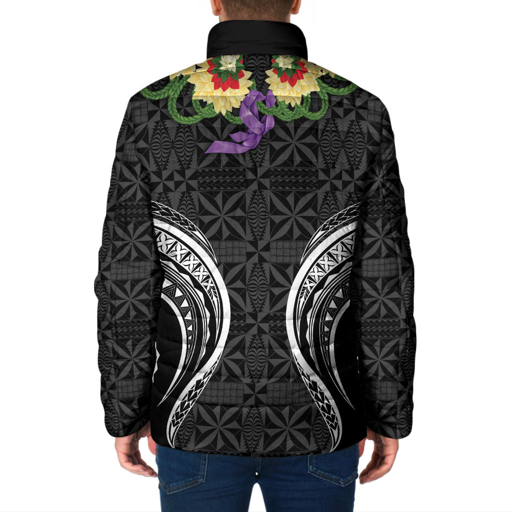 Black Tonga Ngatu Kahoa Lei Padded Jacket LT14 - Polynesian Pride