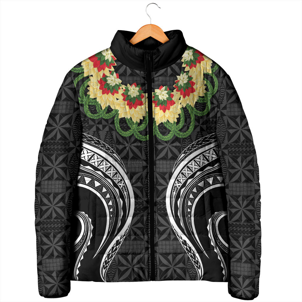 Black Tonga Ngatu Kahoa Lei Padded Jacket LT14 - Polynesian Pride
