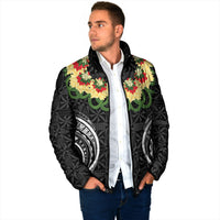 Black Tonga Ngatu Kahoa Lei Padded Jacket LT14 - Polynesian Pride