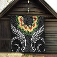 Black Tonga Ngatu Kahoa Lei Quilt LT14 - Polynesian Pride