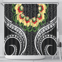 Black Tonga Ngatu Kahoa Lei Shower Curtain LT14 - Polynesian Pride