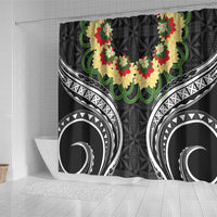 Black Tonga Ngatu Kahoa Lei Shower Curtain LT14 - Polynesian Pride