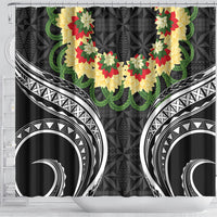 Black Tonga Ngatu Kahoa Lei Shower Curtain LT14 - Polynesian Pride