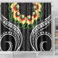 Black Tonga Ngatu Kahoa Lei Shower Curtain LT14 - Polynesian Pride