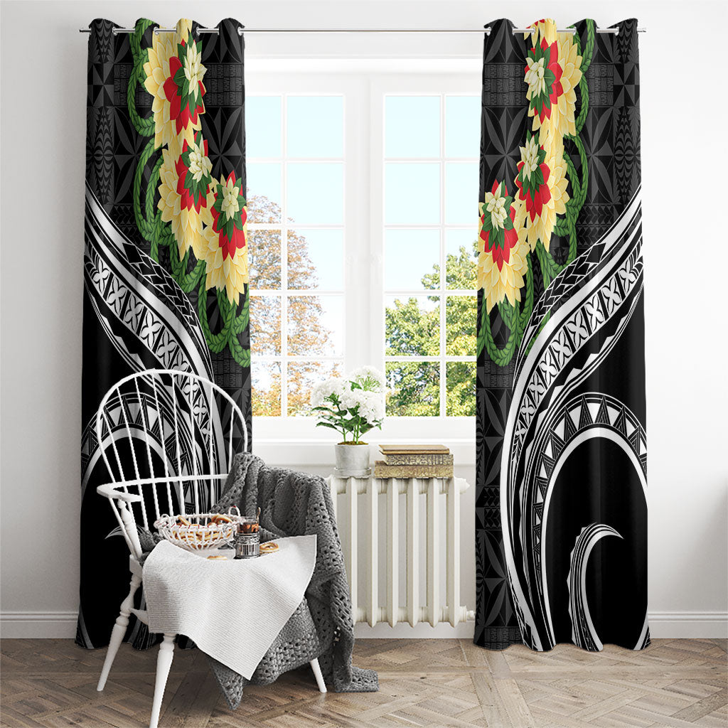 Black Tonga Ngatu Kahoa Lei Window Curtain LT14 - Polynesian Pride