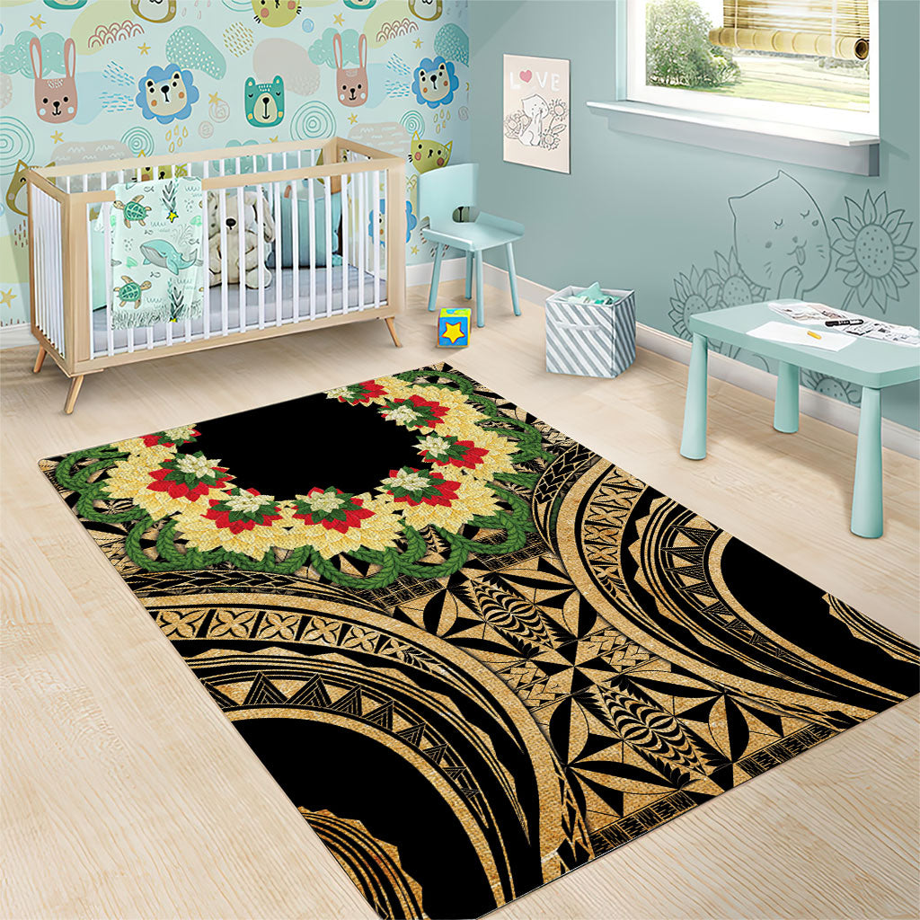 Grunge Gold Tonga Ngatu Kahoa Lei Area Rug LT14 - Polynesian Pride