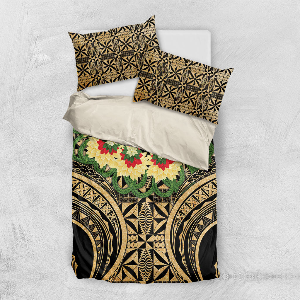 Grunge Gold Tonga Ngatu Kahoa Lei Bedding Set LT14 US Twin 172cm x 218cm Gold - Polynesian Pride