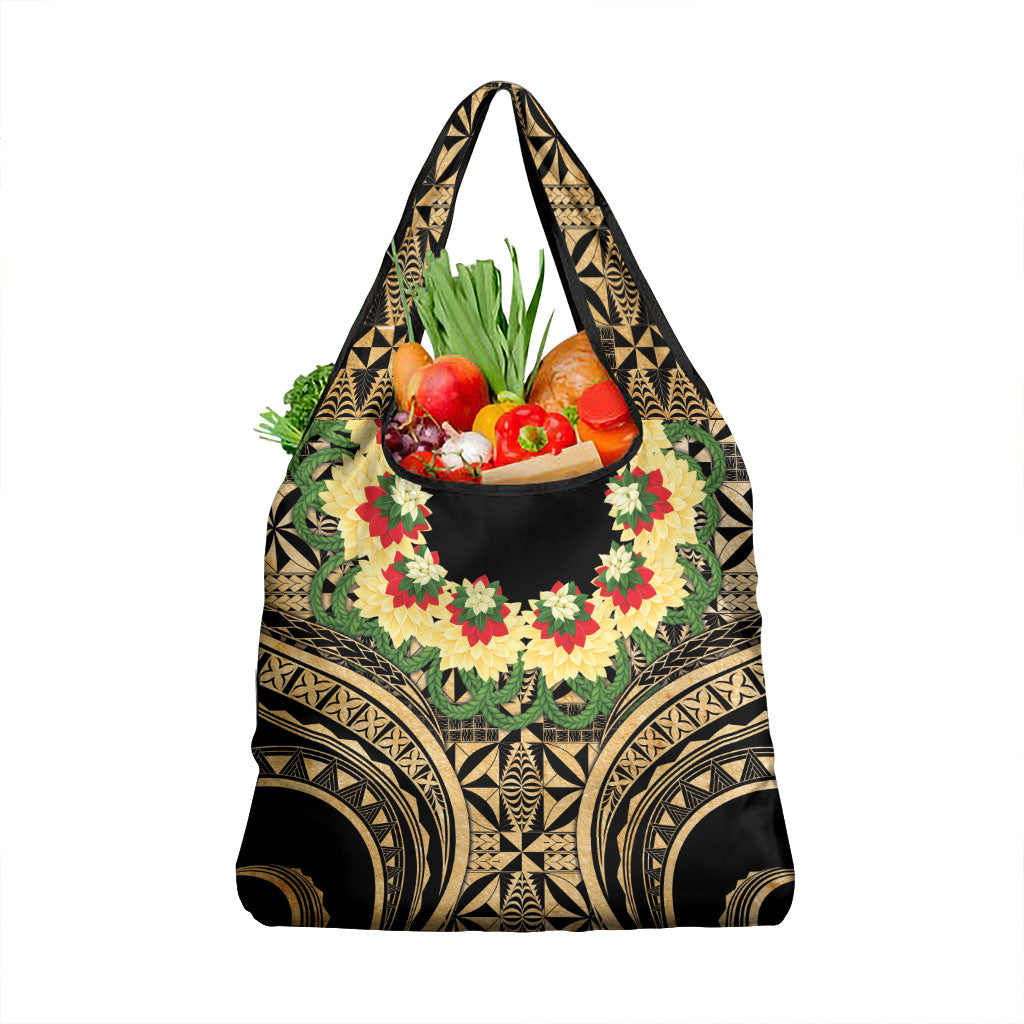 Grunge Gold Tonga Ngatu Kahoa Lei Grocery Bag LT14 1-pack One Size Gold - Polynesian Pride