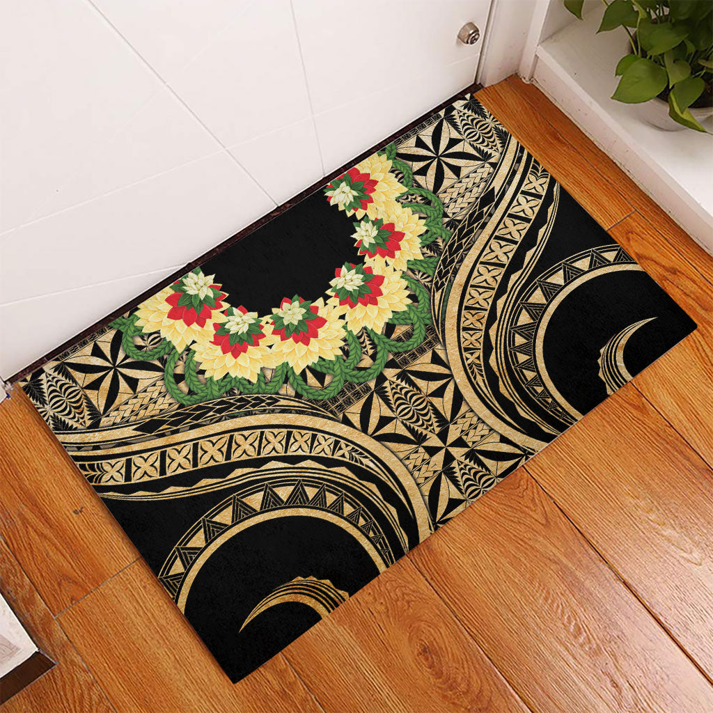 Grunge Gold Tonga Ngatu Kahoa Lei Rubber Doormat LT14 - Polynesian Pride