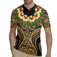 Grunge Gold Tonga Ngatu Kahoa Lei Rugby Jersey LT14 - Polynesian Pride