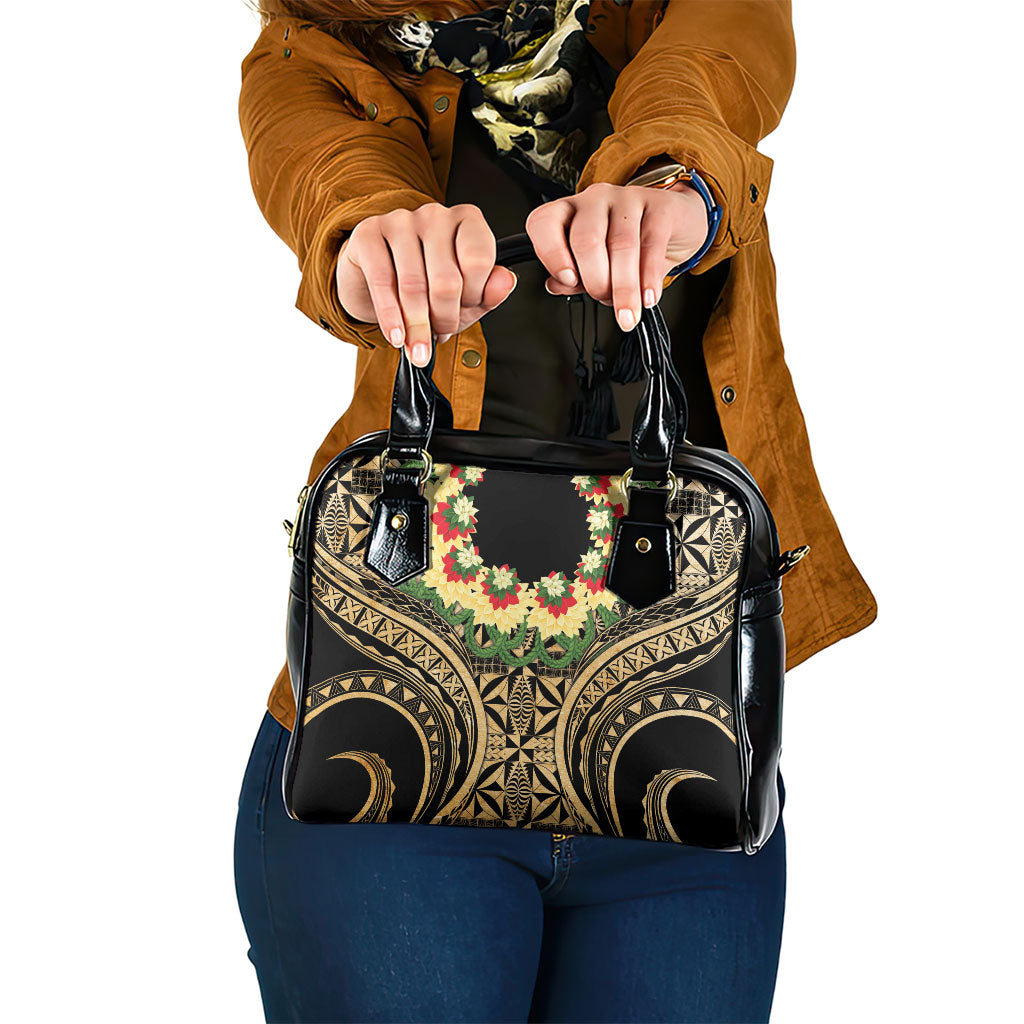 Grunge Gold Tonga Ngatu Kahoa Lei Shoulder Handbag