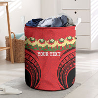 Personalised Red Tonga Ngatu Kahoa Lei Laundry Basket LT14 Red - Polynesian Pride