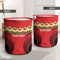 Personalised Red Tonga Ngatu Kahoa Lei Laundry Basket LT14 - Polynesian Pride
