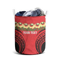 Personalised Red Tonga Ngatu Kahoa Lei Laundry Basket LT14 - Polynesian Pride