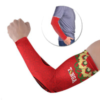Personalised Red Tonga Ngatu Kahoa Lei Arm Sleeves LT14 Set of 2 Red - Polynesian Pride