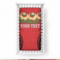 Personalised Red Tonga Ngatu Kahoa Lei Baby Bed Cover LT14 28 × 52 in Red - Polynesian Pride