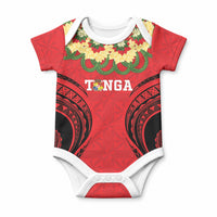 Personalised Red Tonga Ngatu Kahoa Lei Baby Onesie LT14 Red - Polynesian Pride