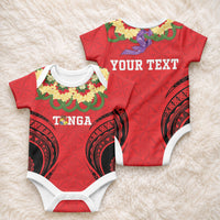 Personalised Red Tonga Ngatu Kahoa Lei Baby Onesie LT14 - Polynesian Pride