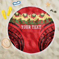Personalised Red Tonga Ngatu Kahoa Lei Beach Blanket LT14 One Size 150cm Red - Polynesian Pride
